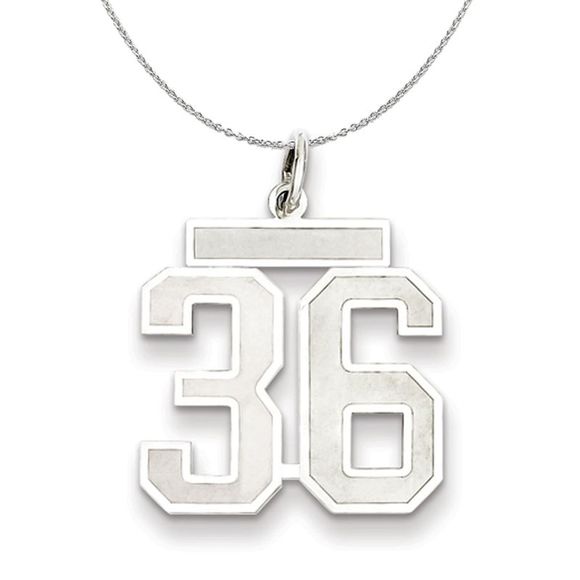 Sterling Silver, Jersey Collection, Medium Number 36 Necklace - 20 In